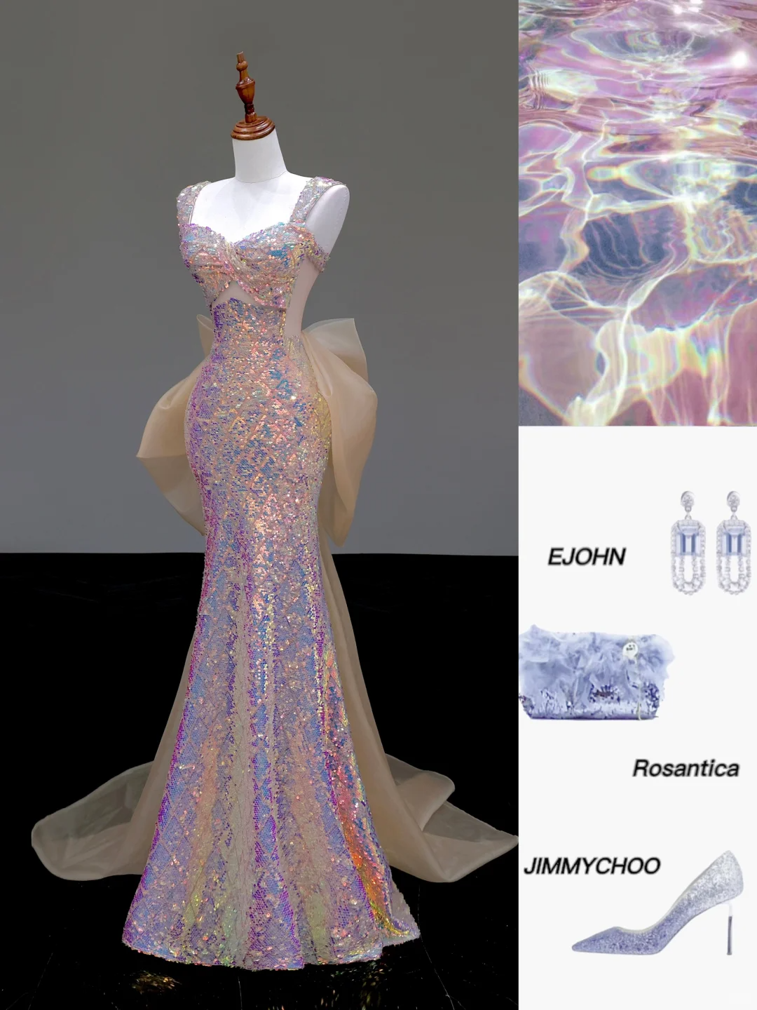 Gorgeous Mermaid Sweetheart Sequin Pink Long Prom Dress Party Dress Graduation Dresses DP836