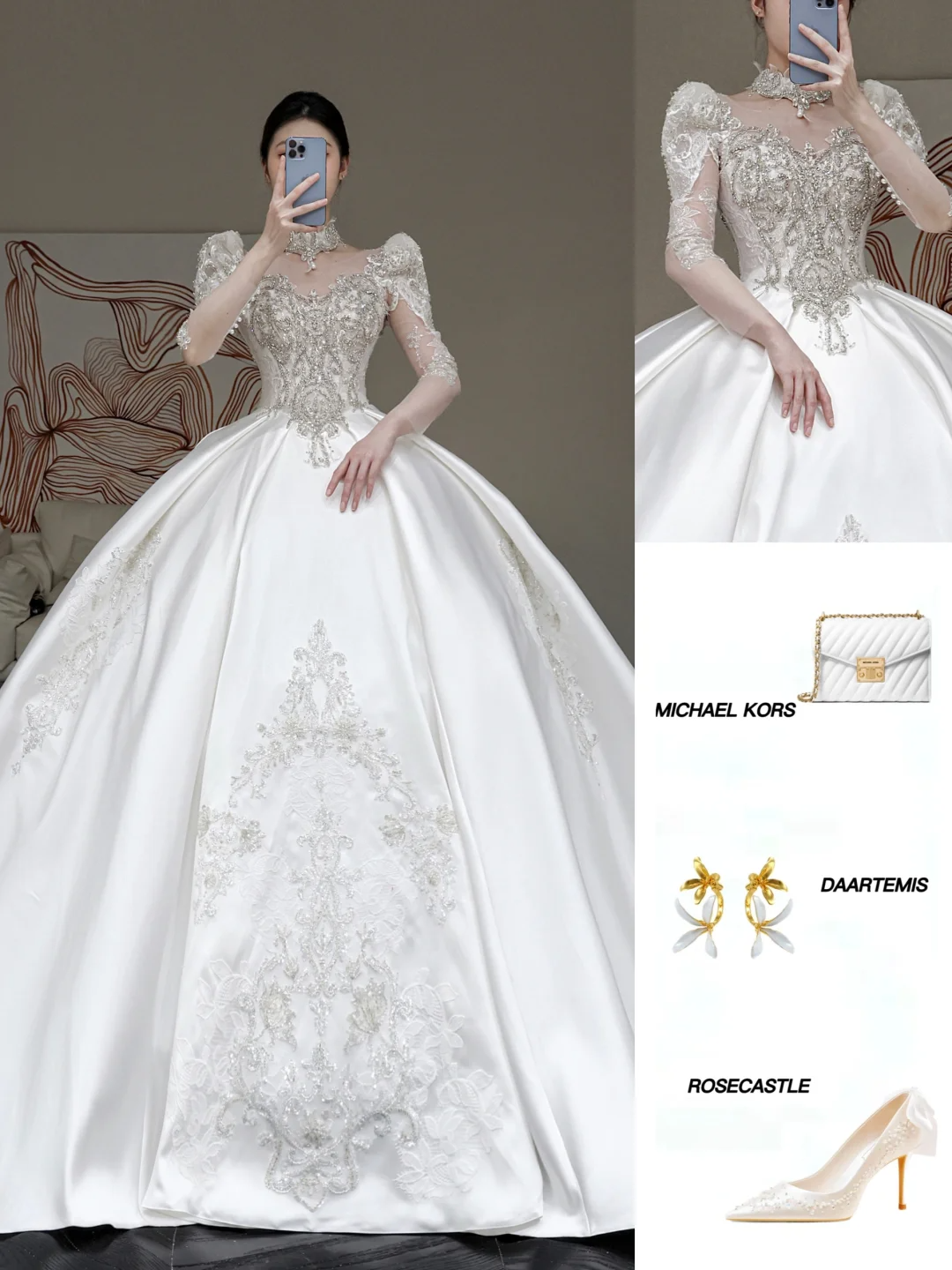 Princess Bridal Gown Ball Gown Scoop Neckline White Sequin Beads Wedding Dresses Winter Bridal Gowns DP858