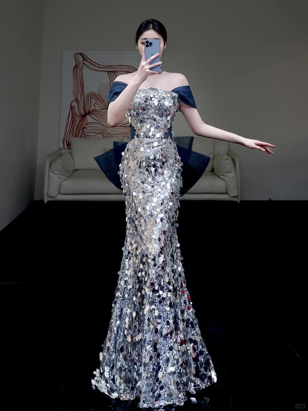 Pretty Mermaid Off The Shoulder Gray Sequin Long Prom Dress Party Dress Graduation Dresses DP862