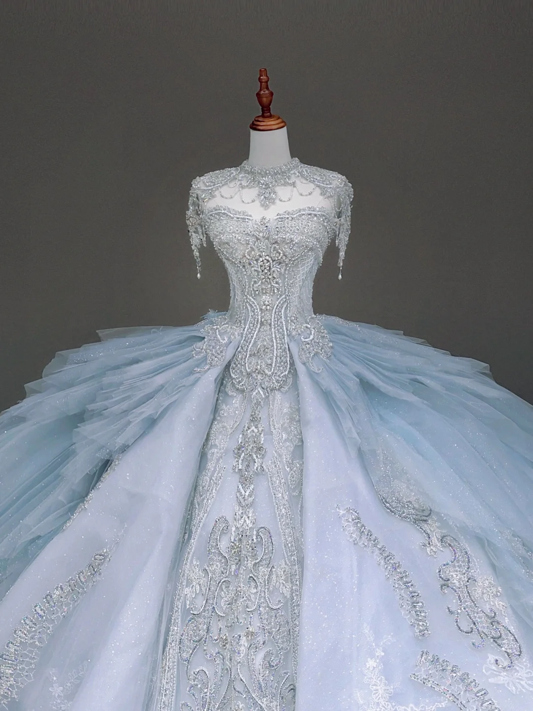 Princess Bridal Gown Ball Gown Strapless Blue Sequin Beads Wedding Dresses Bridal Gowns DP879