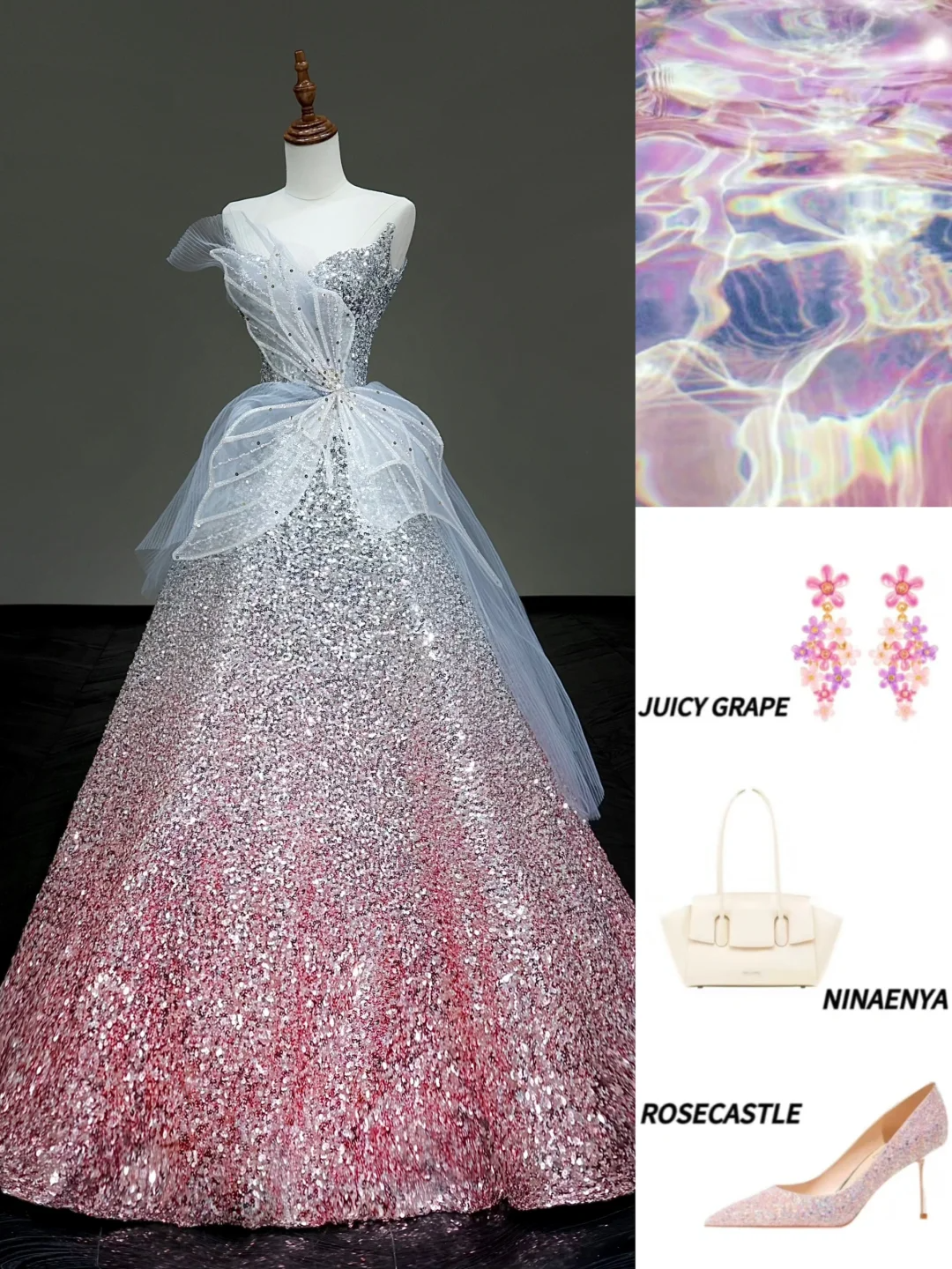 Elegant Glamour Ball Gown Sweetheart Sequin Silver Red Prom Dress Party Dress Evening Dresses DP887