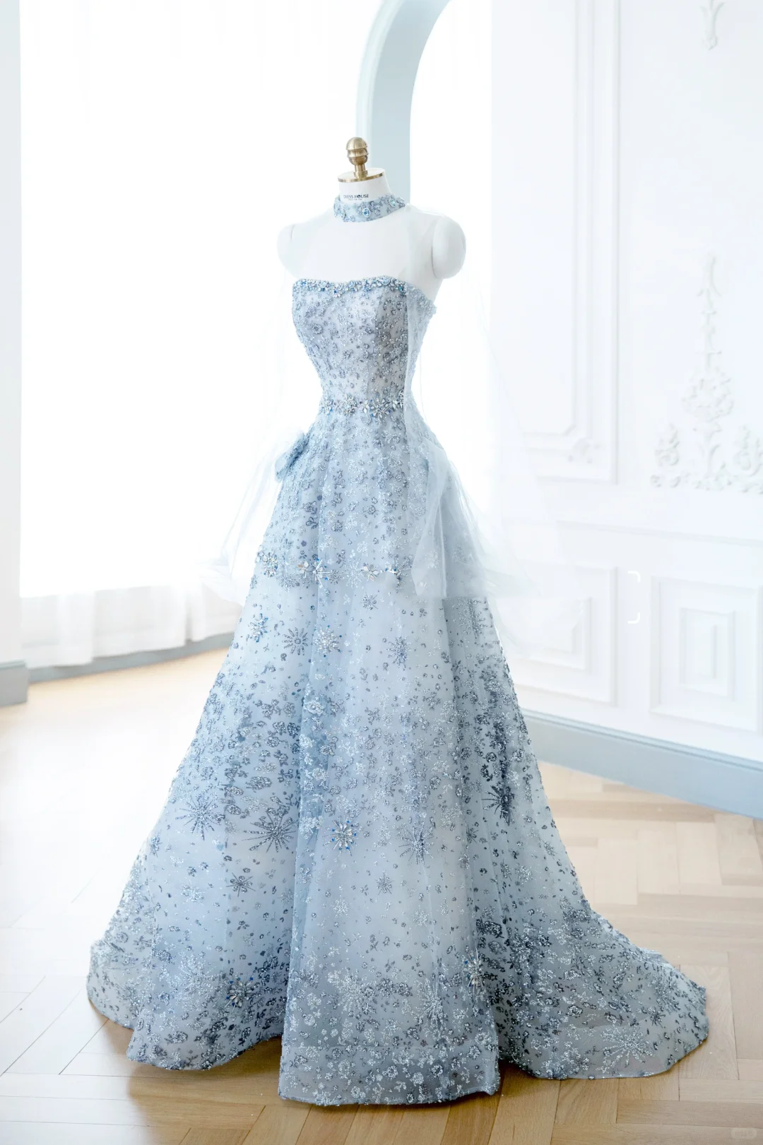 Elegant Glamour Ball Gown Sequin Blue Prom Dress Party Dress Evening Dresses DP901