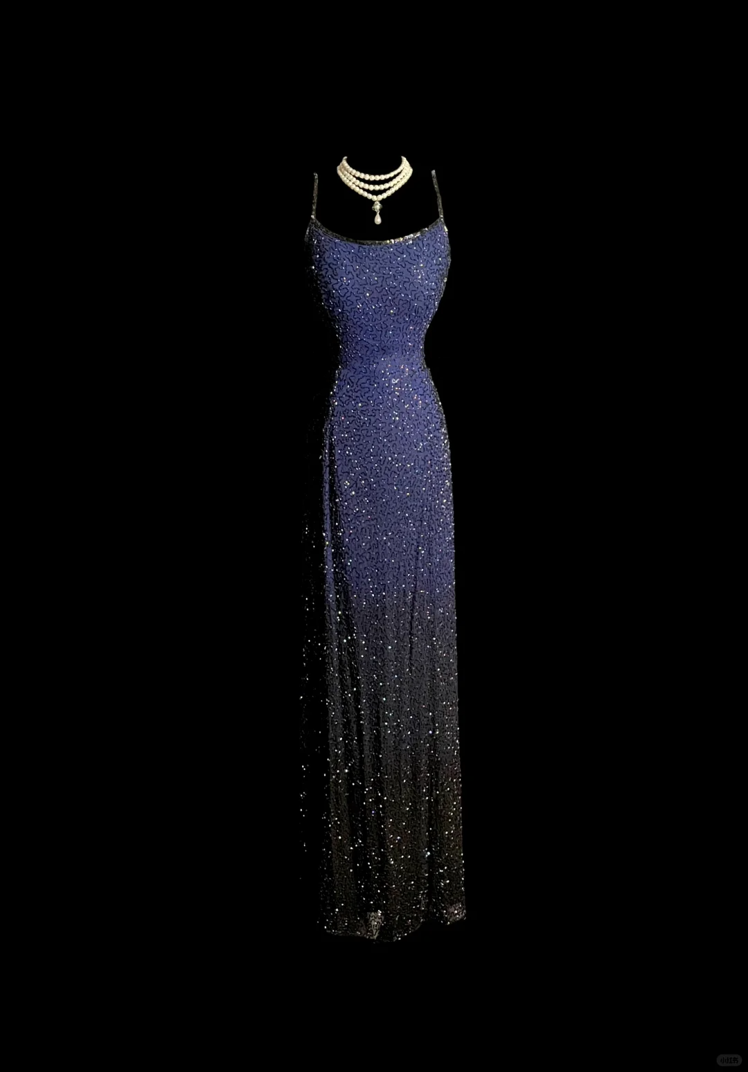 Vintage Mermaid Spaghetti Straps Blue Backless Sequin Long Prom Dresses Party Dress Evening Dress DP930