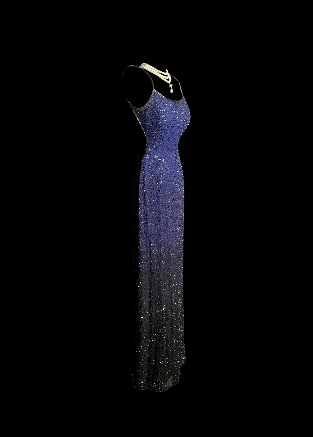 Vintage Mermaid Spaghetti Straps Blue Backless Sequin Long Prom Dresses Party Dress Evening Dress DP930