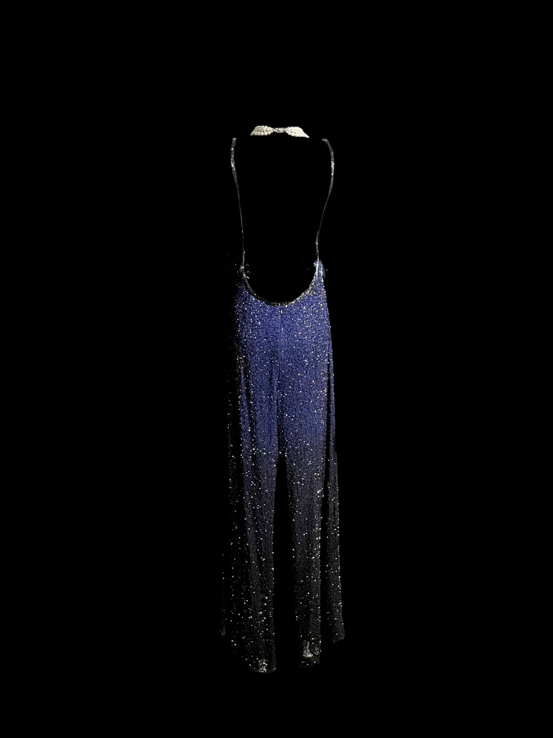 Vintage Mermaid Spaghetti Straps Blue Backless Sequin Long Prom Dresses Party Dress Evening Dress DP930