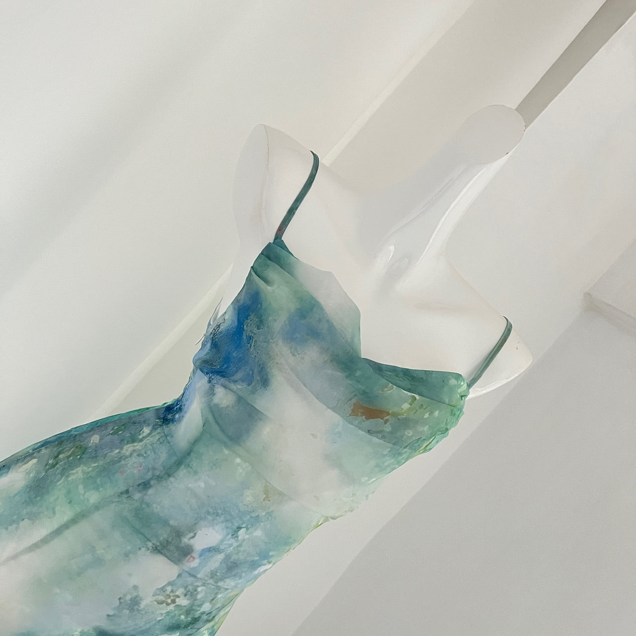 Robe d'été longue verte à bretelles spaghetti et motif sirène pour femme DP0016
