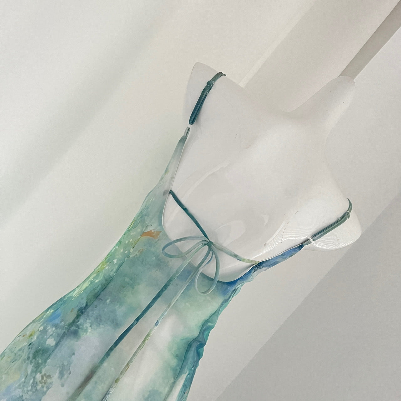 Robe d'été longue verte à bretelles spaghetti et motif sirène pour femme DP0016