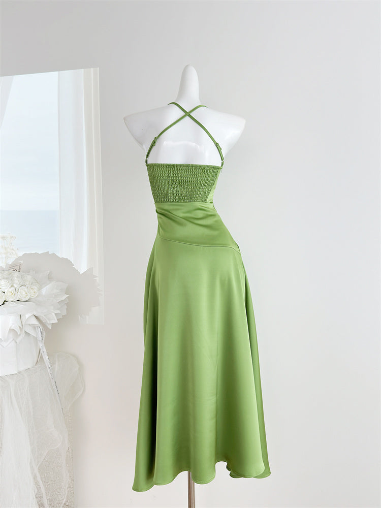 Sexy Mermaid Halter Satin Summer Beach Dress Holiday Party Casual Outfits For Girls DP1403