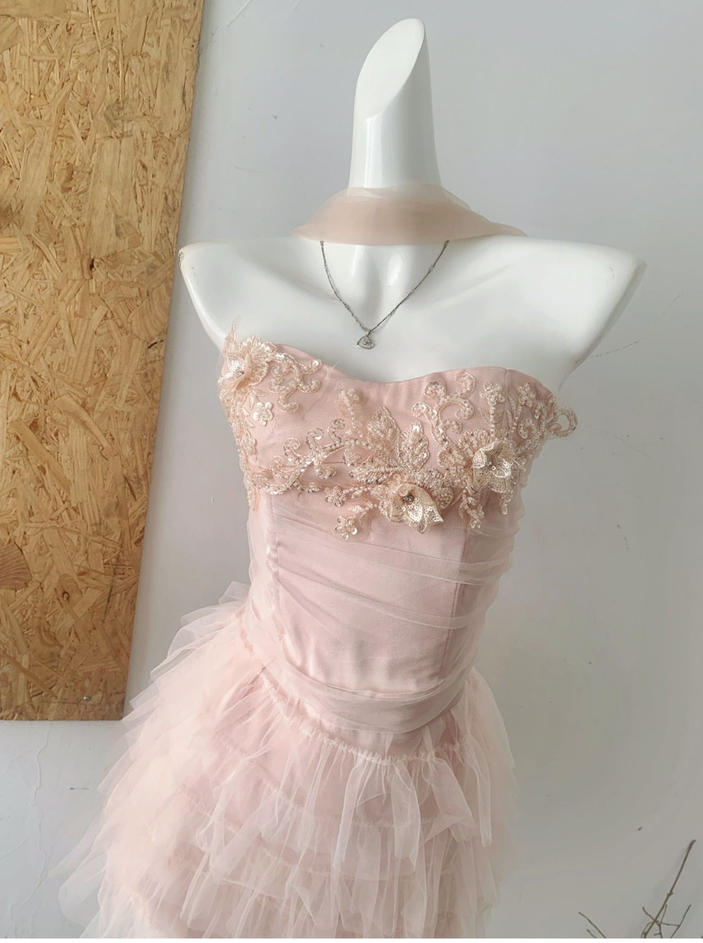 Robe d'été 2 pièces en tulle rose à bretelles spaghetti et volants, tenue de fête pour femmes, DP0094