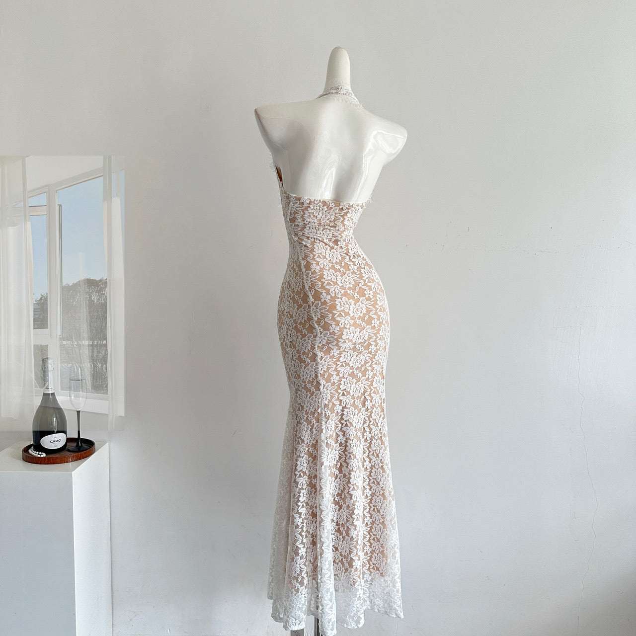 Sexy Mermaid V Neckline White Lace Summer Dress Holiday Party Birthday Outfits For Teens DP0143