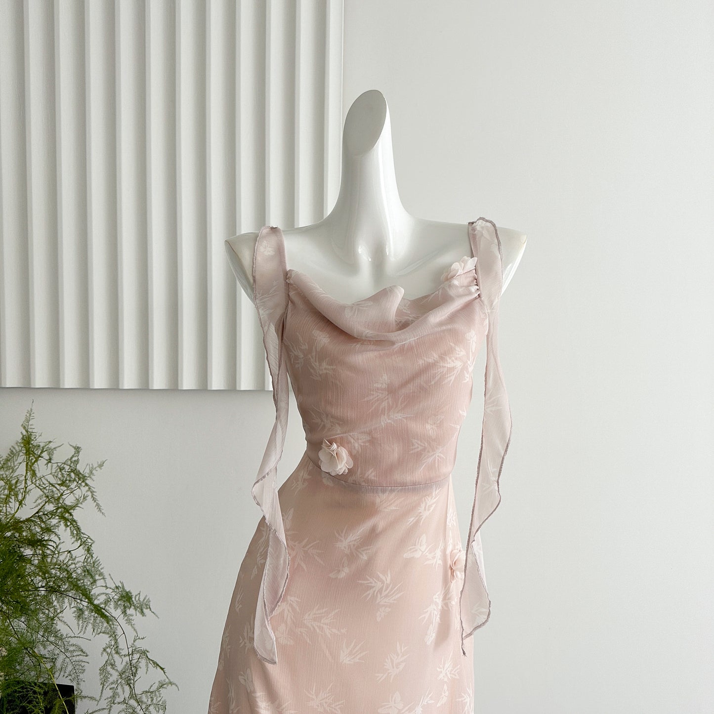 Cute Mermaid Straps Floral Pink Lace Long Summer Dress For Women DP0026
