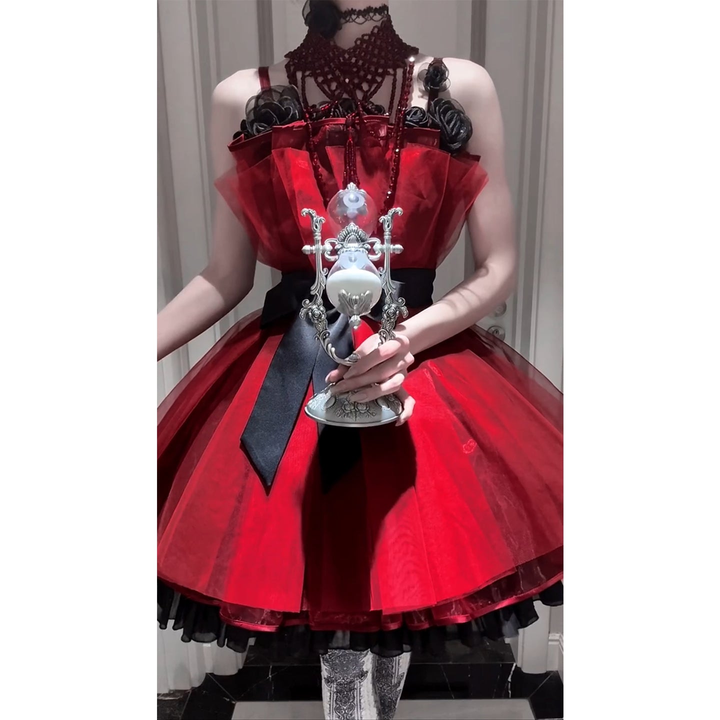 Vintage Ball Gown Spaghetti Straps Red Summer 16th Birthday Dress Lolita Dress Mini 18th Birthday Outfits Short Lolita Outfit DH2406