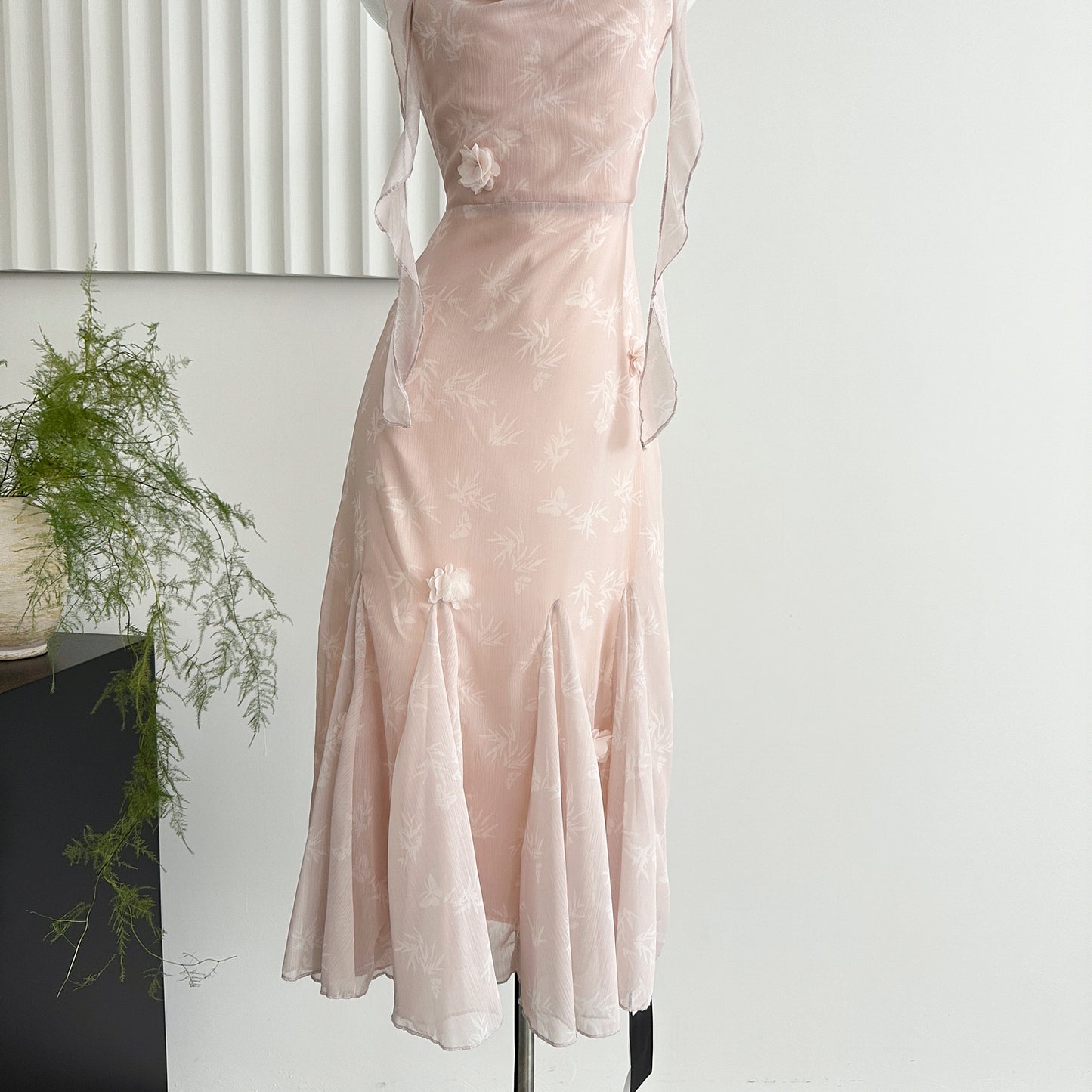Cute Mermaid Straps Floral Pink Lace Long Summer Dress For Women DP0026