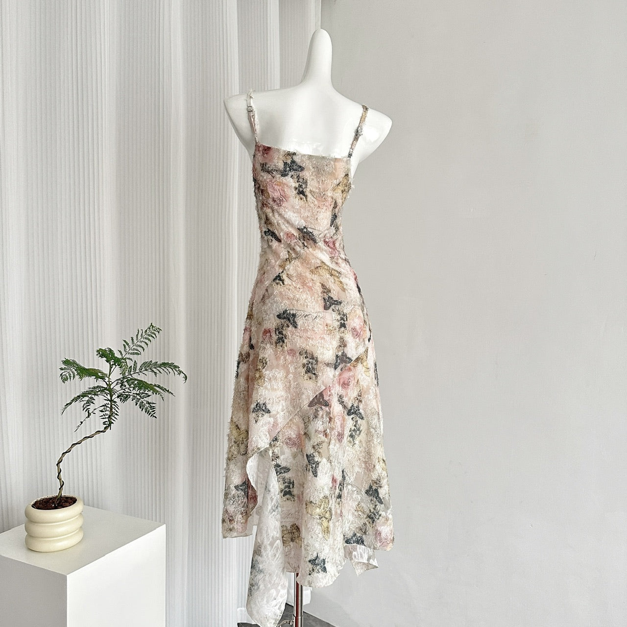 Cute A line Spaghetti Straps Pink Floral Lace Summer Dress Holiday Party Outfits For Women DP0018