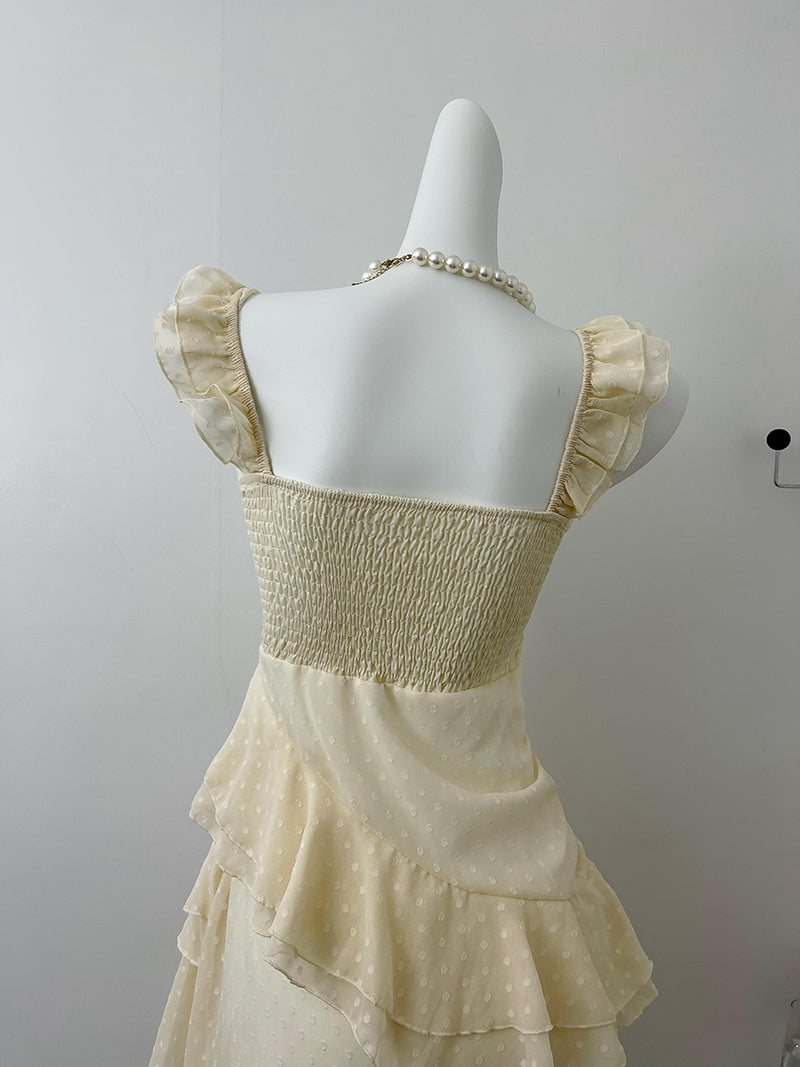 Cute High Low Square Neckline Ruffles Summer Dress Holiday Party Outfits For Women DP0089