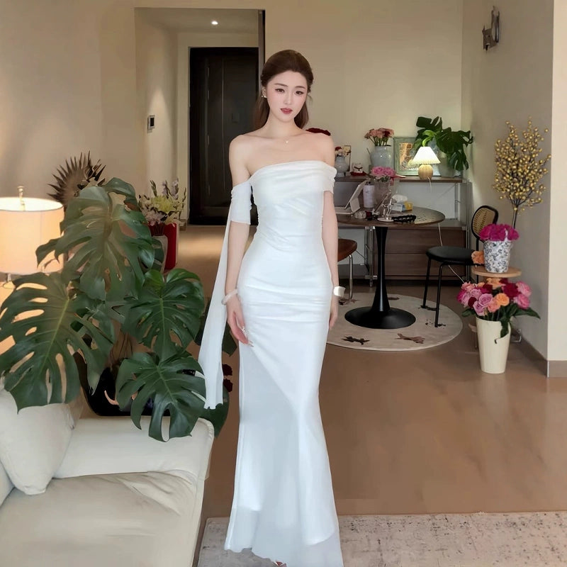 White Long Women's Dress S227