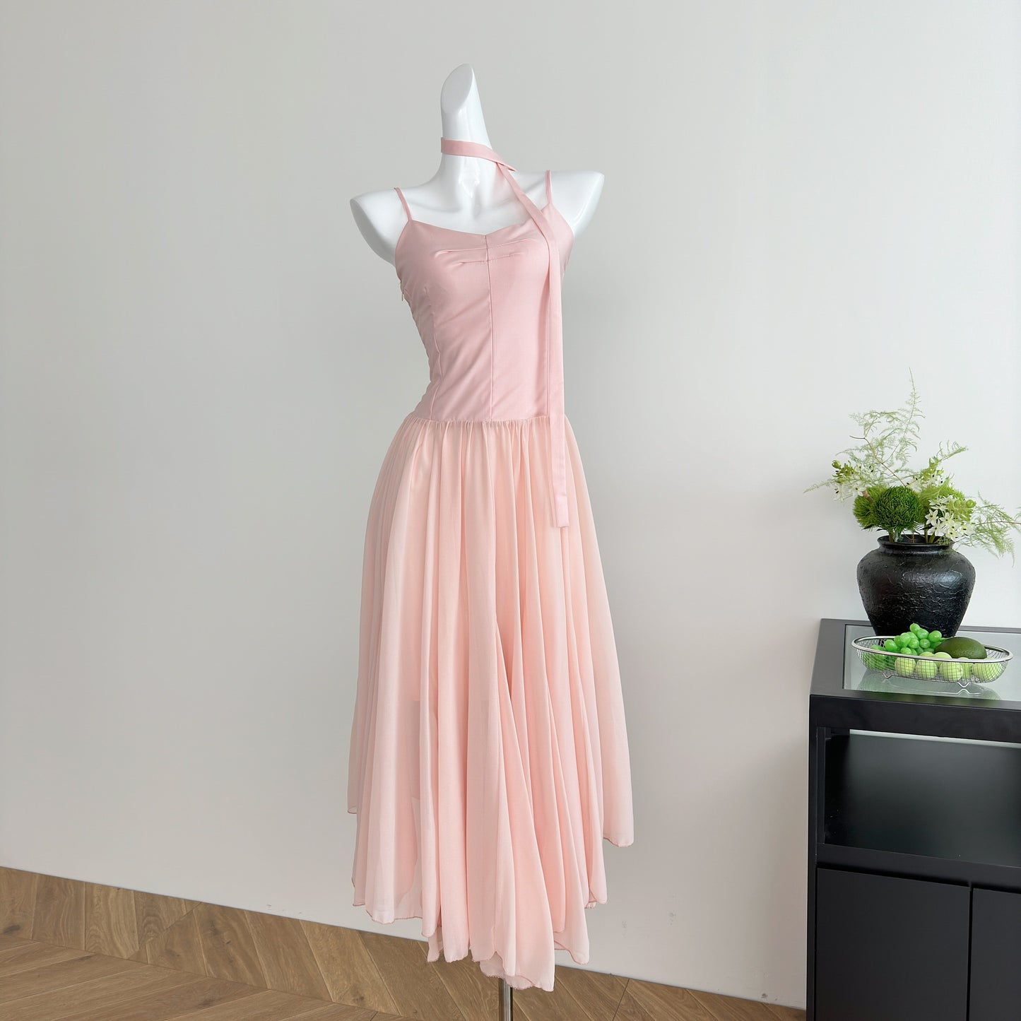 Robe trapèze en mousseline de soie à bretelles spaghetti, tenue de plage, de vacances, pour filles, DP1401
