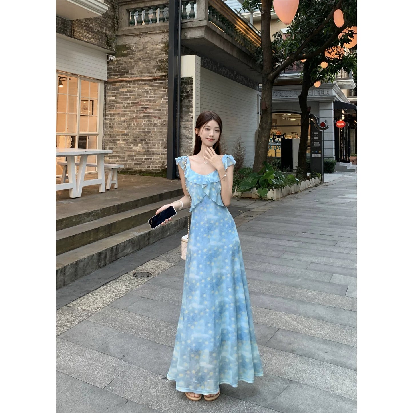 Blaues Damenkleid S101