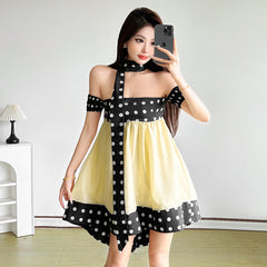 Robe jaune tendance pour femme S647