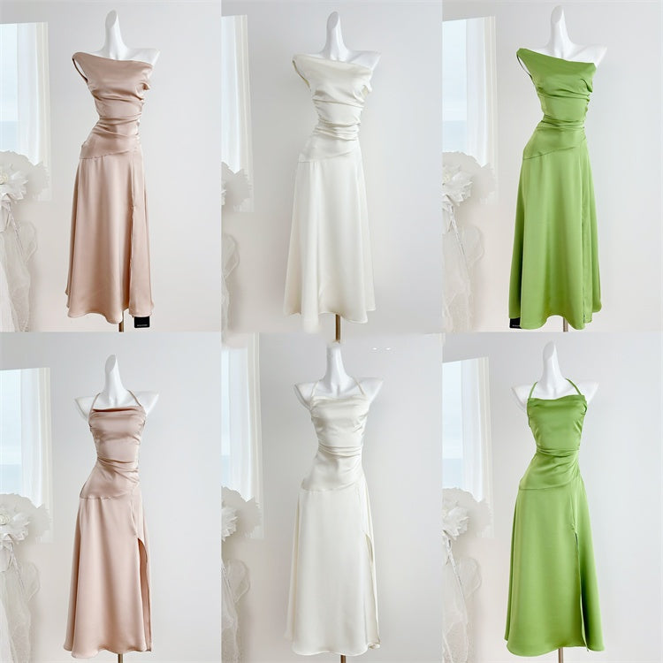 Sexy Mermaid Halter Satin Summer Beach Dress Holiday Party Casual Outfits For Girls DP1403