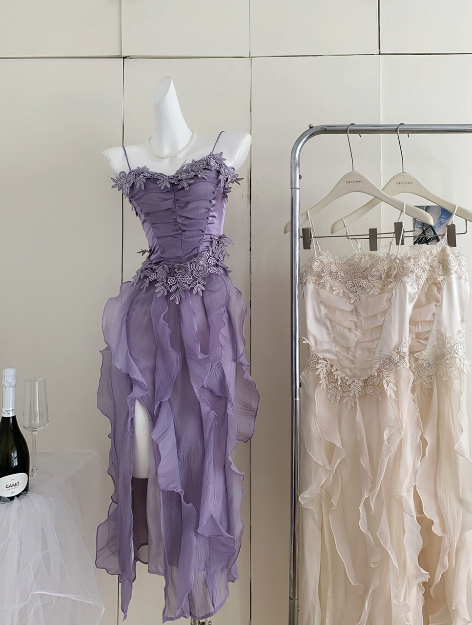 Robe d'été trapèze à bretelles spaghetti et superpositions, tenue de fête pour filles, DP1399