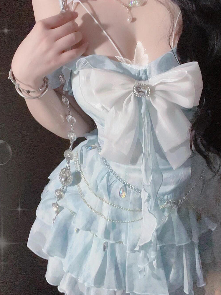 Cute Ball Gown Off The Shoulder Light Blue Short Summer 18th Birthday Dress Lolita Dress Birthday Outfits W1259