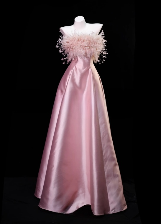 Chic Pink Prom Dress Satin Strapless A-Line Evening Dress S1077