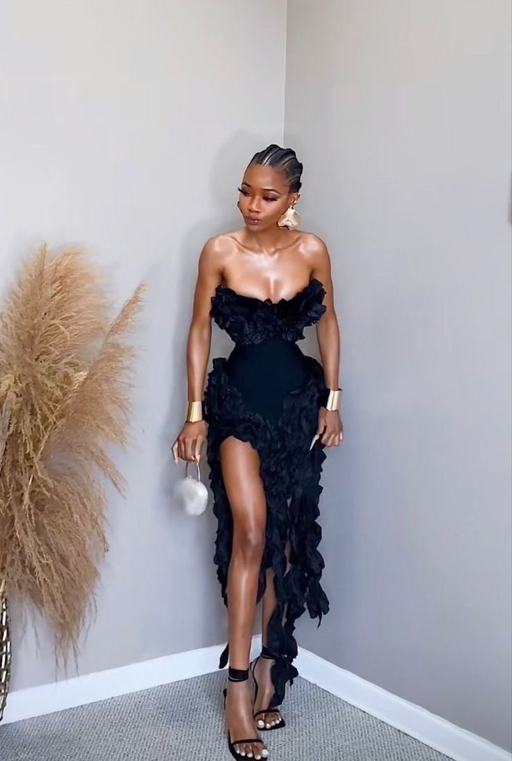 Sexy Sheath Strapless Black Prom Dresses Formal Summer Wedding Guest Dresses Wedding Guest Outfits D2631