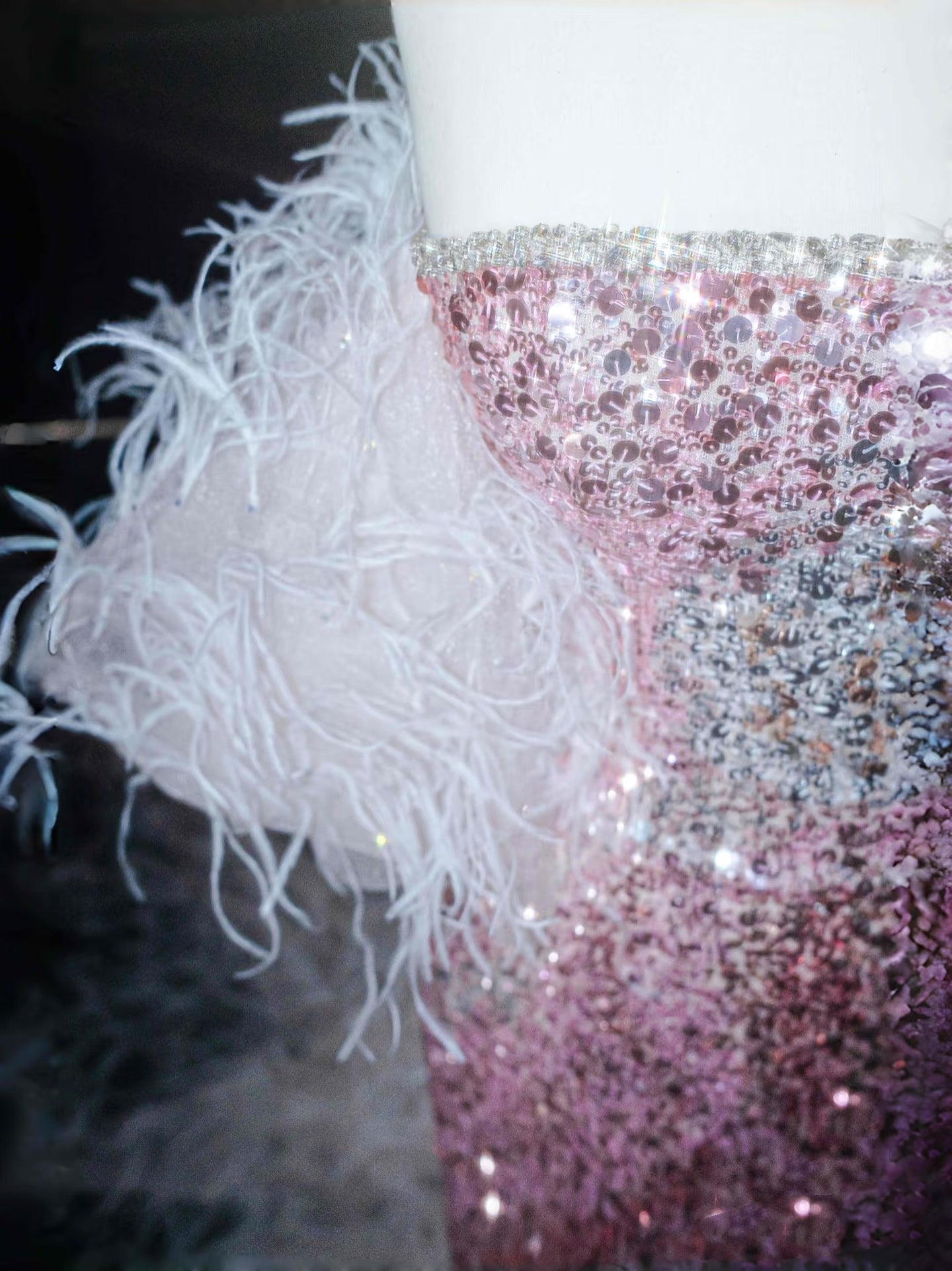Vintage Mermaid Strapless Pink Sequins Long Prom Dress Party Dress Graduation Dresses Birthday Outfits D2715