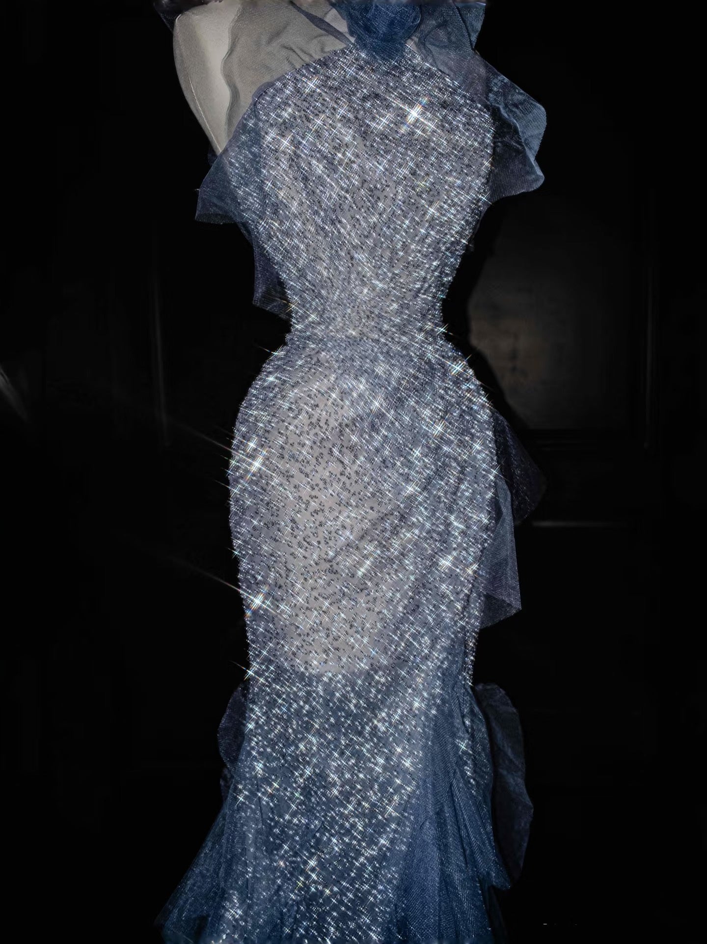 Gorgeous Mermaid Halter Blue Sequin Long Prom Dress Party Dress Graduation Dresses DP2721