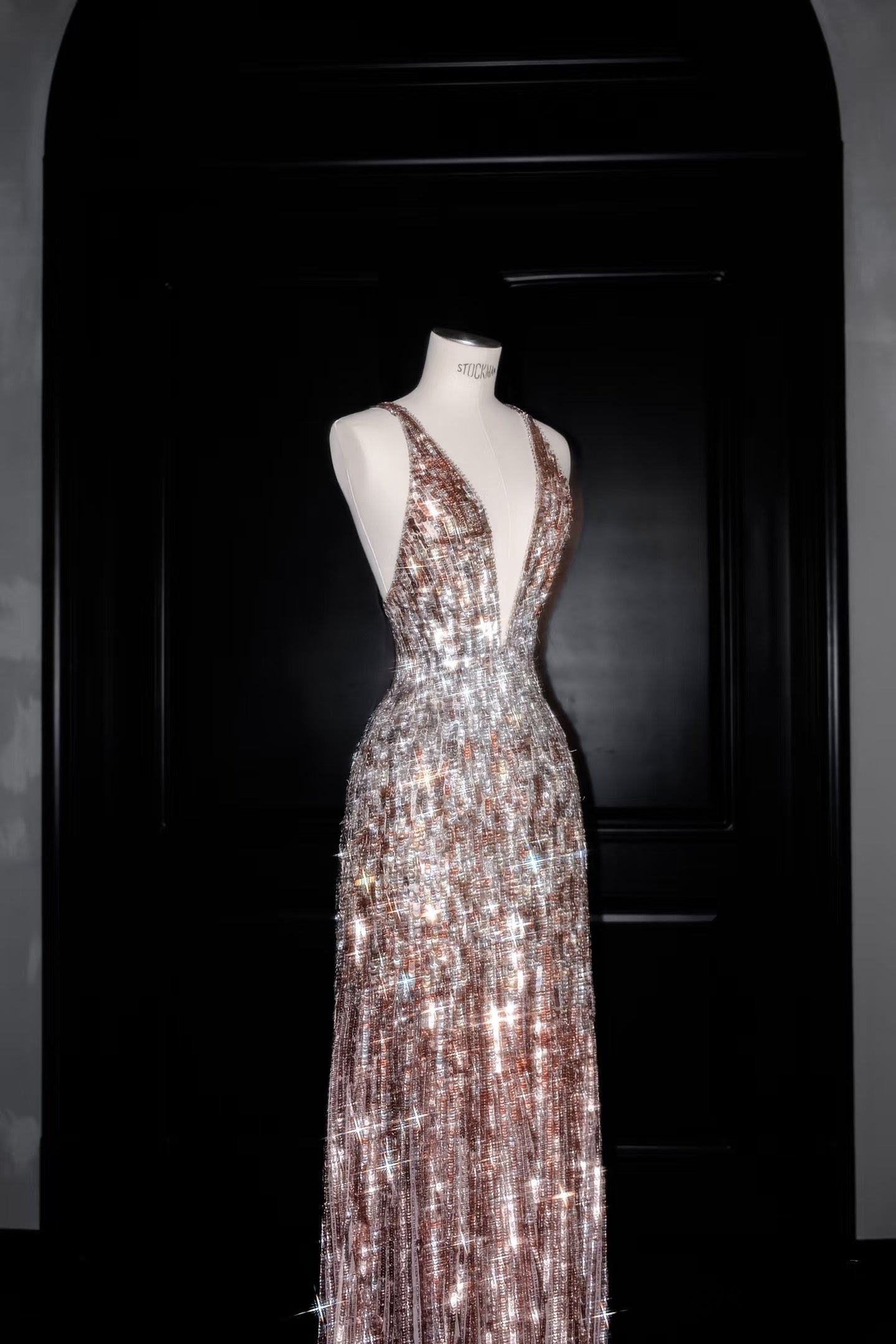 Gorgeous Mermaid V Neck Pink Sequin Long Prom Dress Party Dress Graduation Dresses D2736
