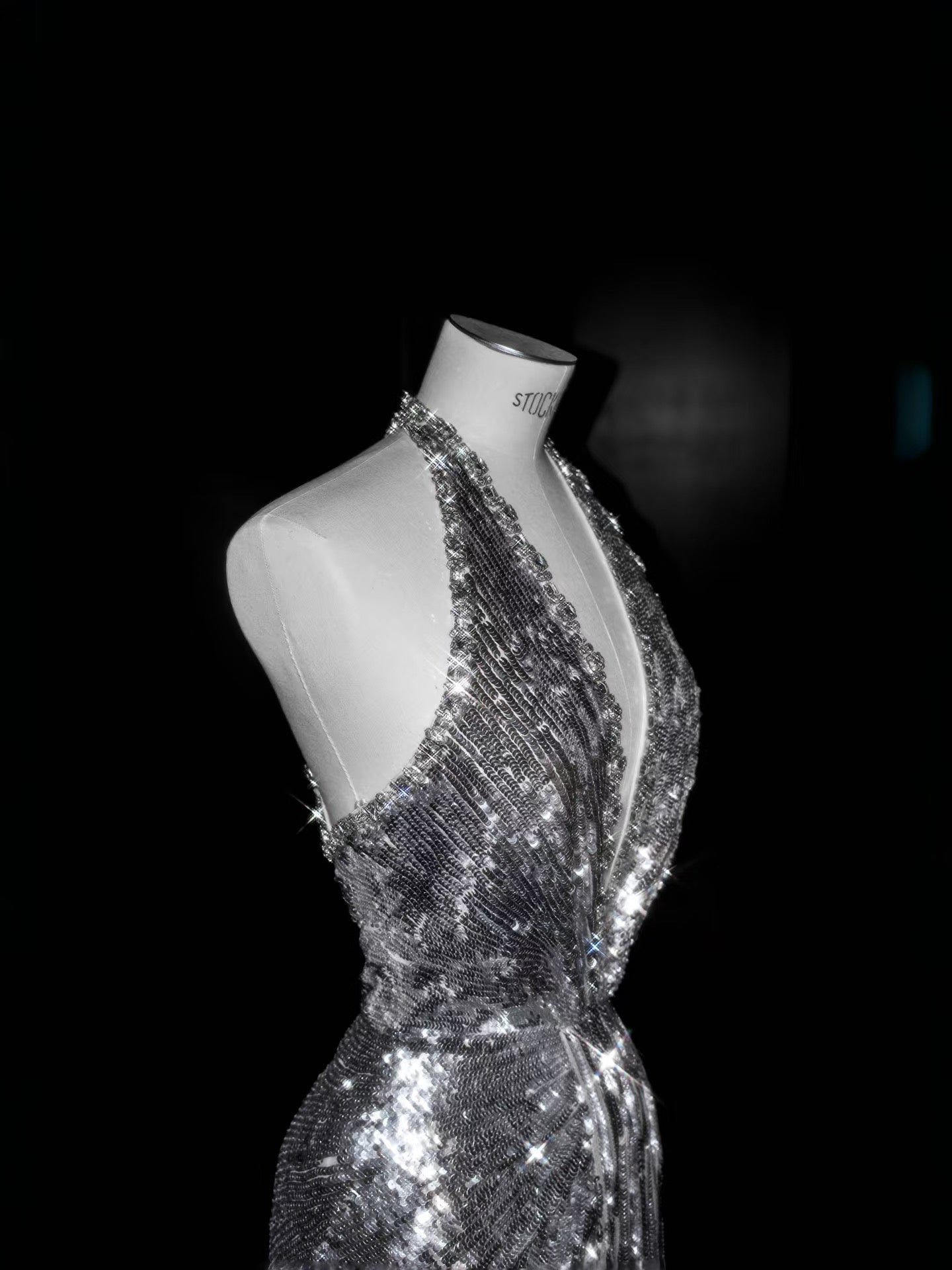 Sparkly Mermaid V Neck Silver Sequin Long Prom Dress Party Dress Graduation Dresses D2737