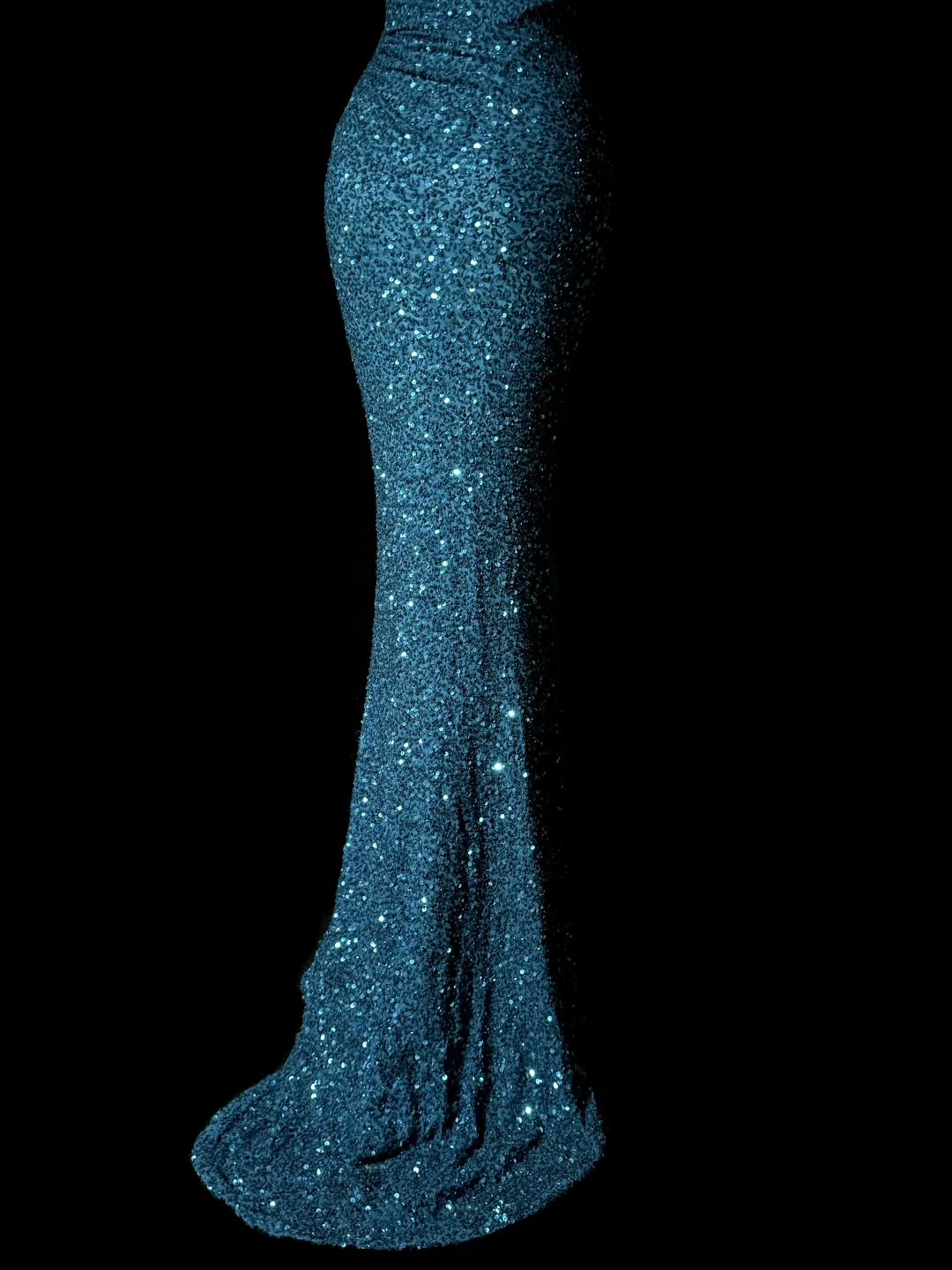 Classy Mermaid One Shoulder Blue Sequin Beads Long Evening Dress Prom Dresses H2966