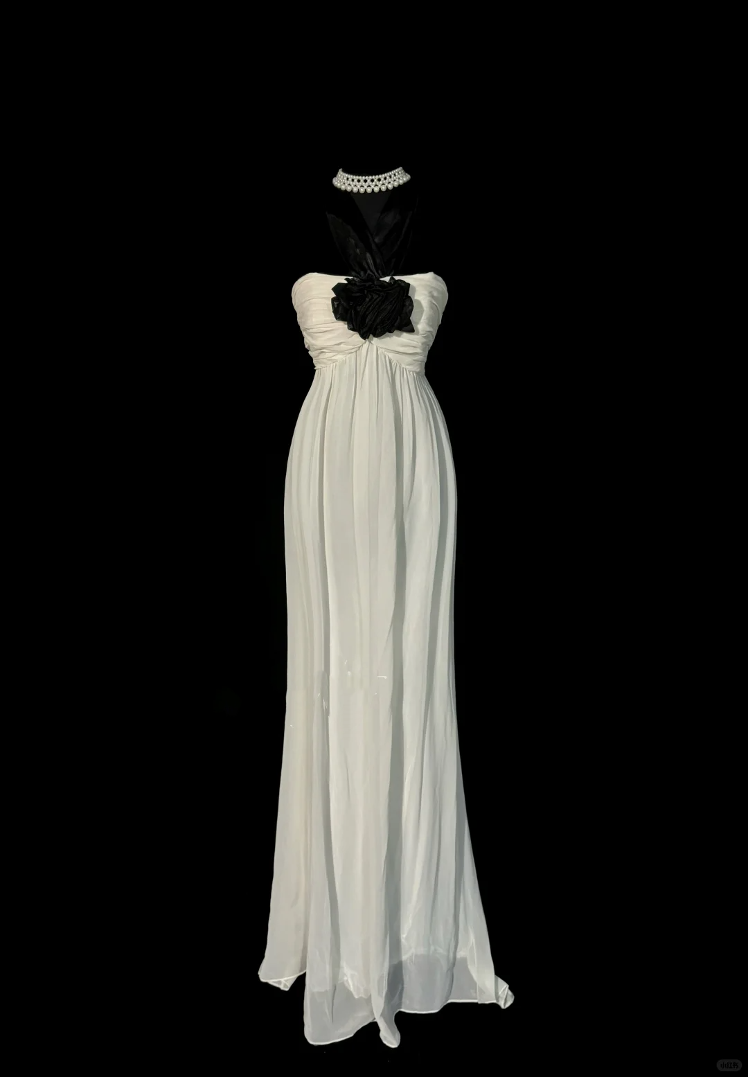 Robe de bal longue en mousseline blanche, élégante et chic, coupe trapèze, dos nu, sans manches, H2968