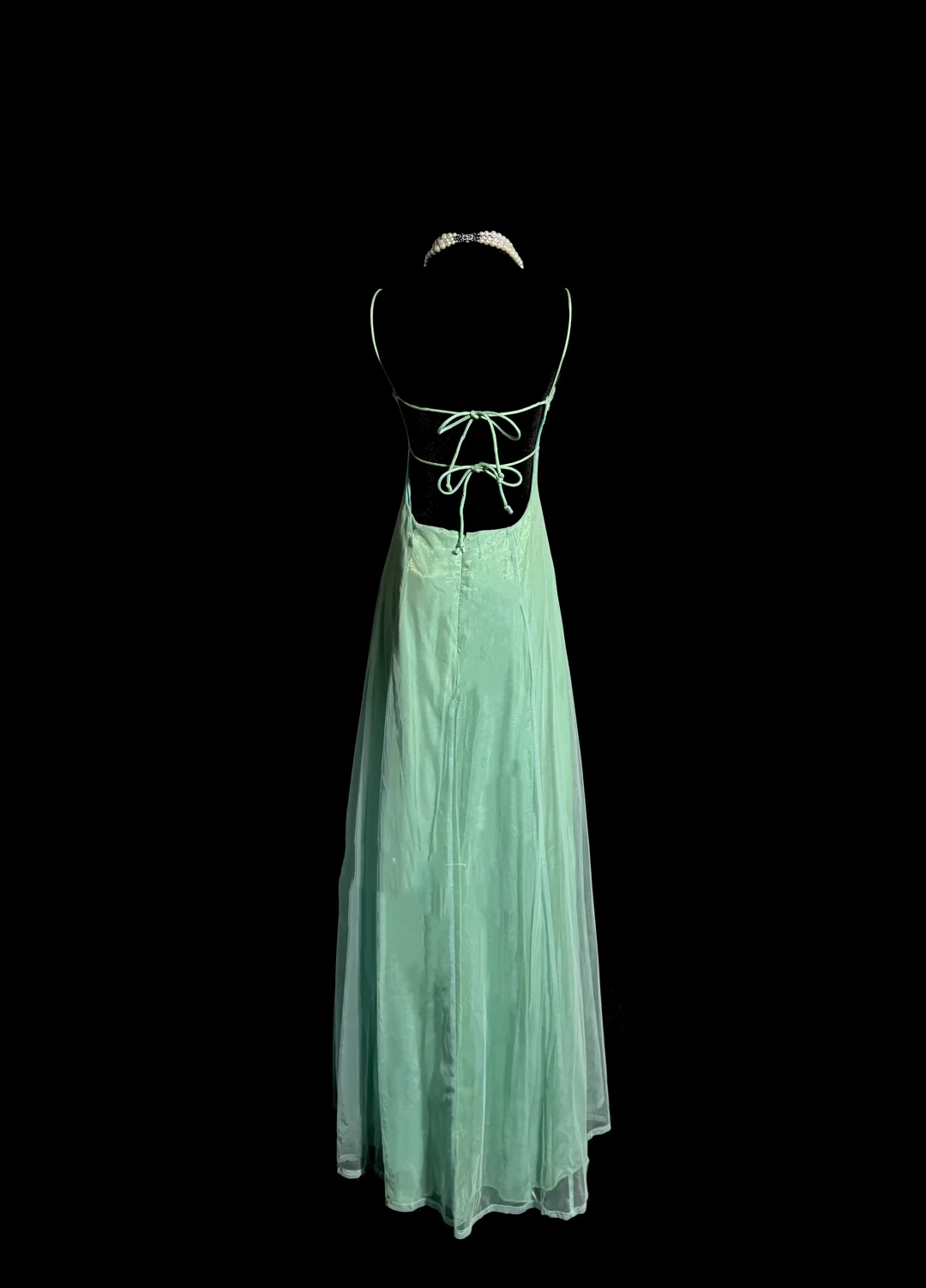 Robe de bal élégante et chic en mousseline de soie, coupe trapèze, bretelles spaghetti, perles bleues, sans manches, H2980