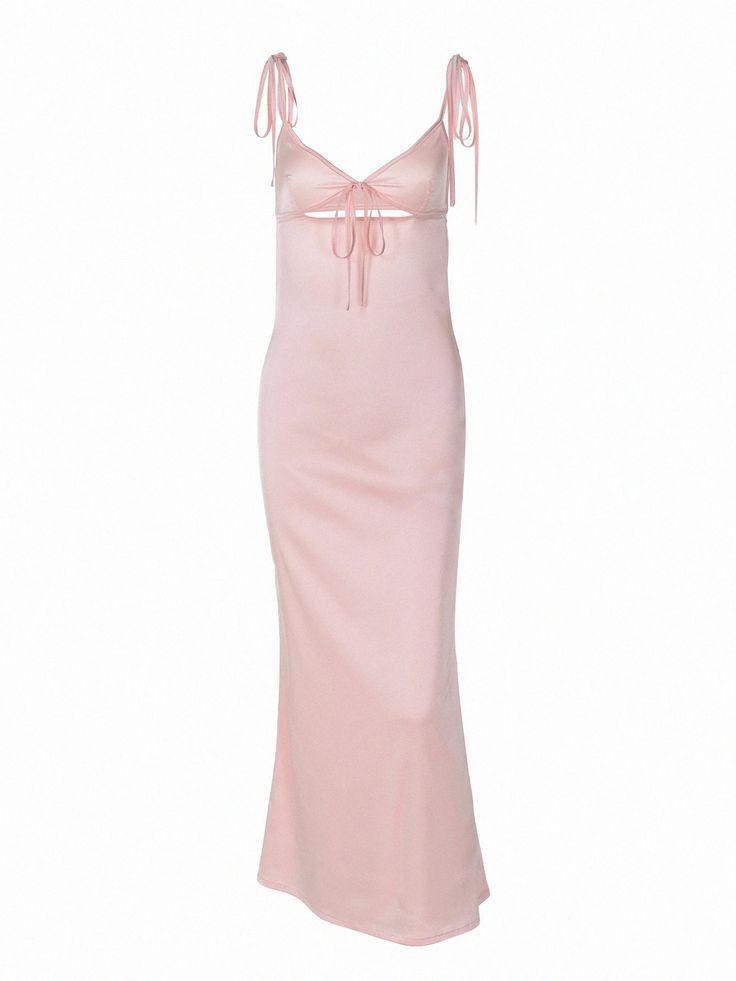 Robe de soirée fourreau rose à bretelles, tenue de soirée formelle pour invités de mariage, W0151