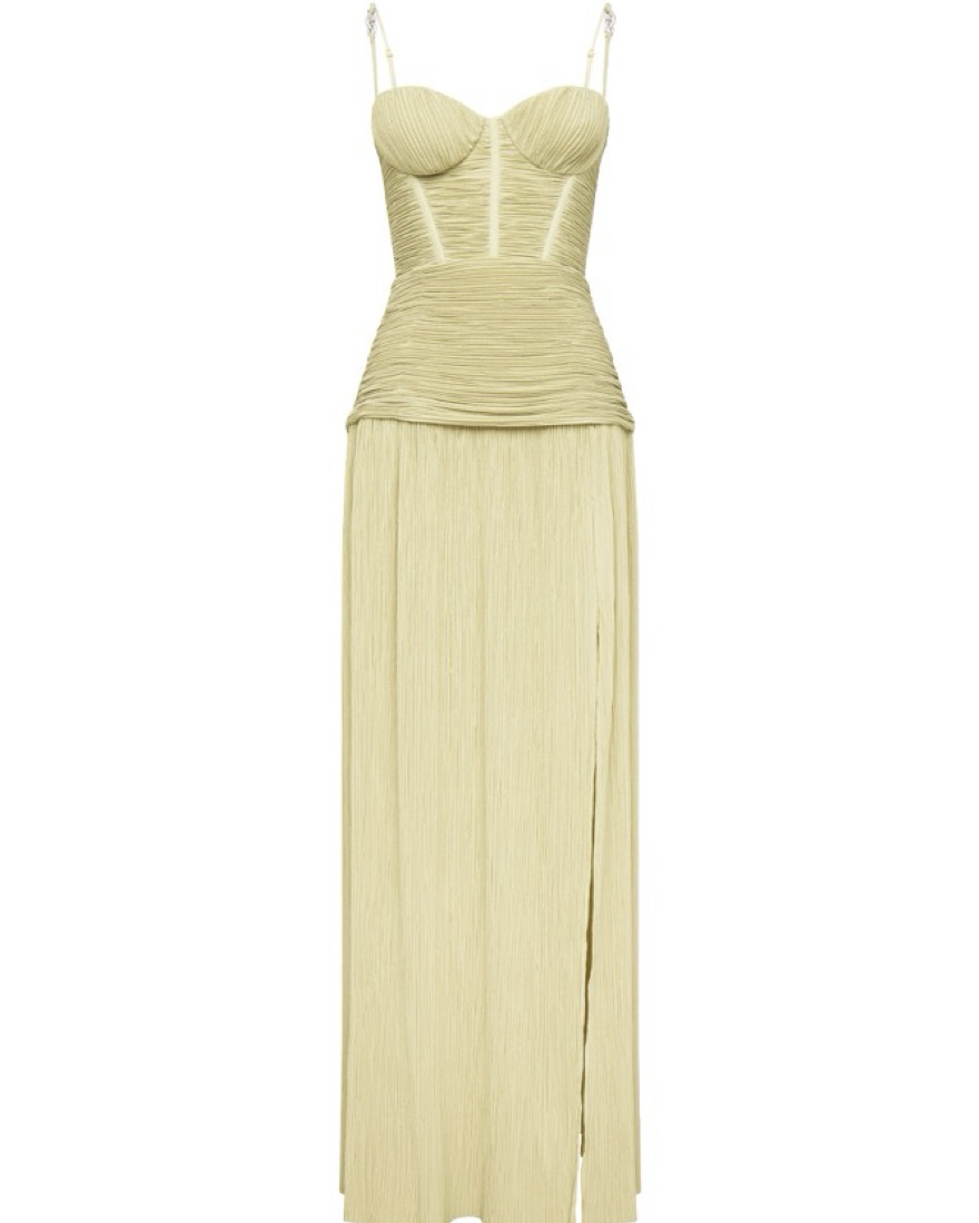 Schlichte A-Linie Spaghettiträger Grüne Ballkleider Formale Sommer Frühling Schlitz Hochzeitsgastkleider Hochzeitsgast-Outfit W0179