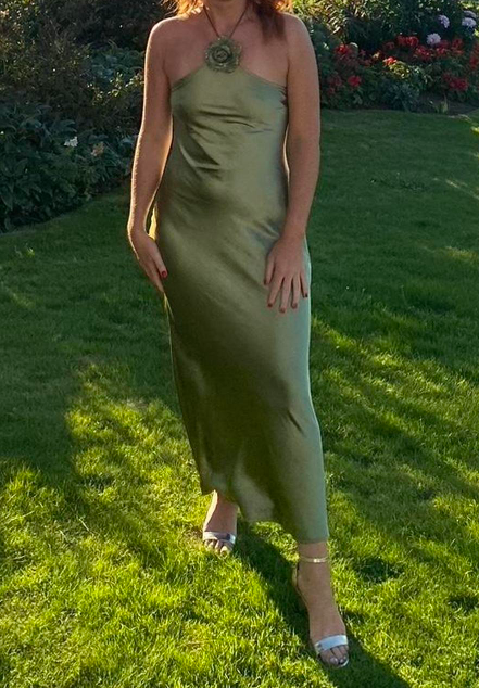 Modest Sheath Halter Neck Green Satin 20th Birthday Dress Prom Dress 21st Birthday Outfits For Women W0250