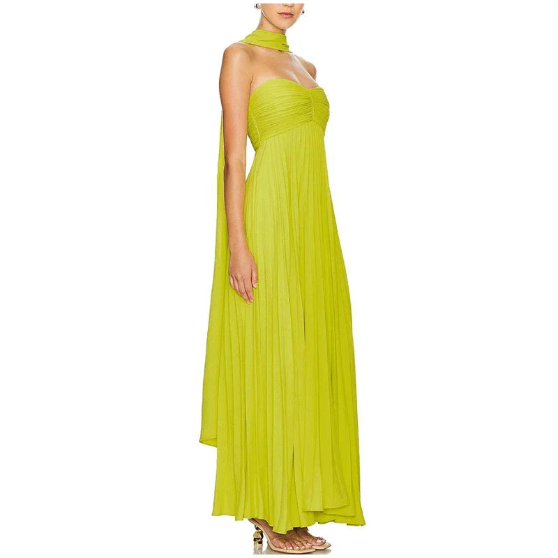 Edle A-Linie Herzausschnitt Chiffon Lange Ballkleider Formale Sommerkleider für Hochzeitsgäste Hochzeitsgast-Outfit W0252