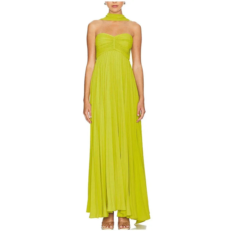 Edle A-Linie Herzausschnitt Chiffon Lange Ballkleider Formale Sommerkleider für Hochzeitsgäste Hochzeitsgast-Outfit W0252