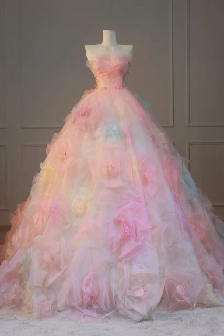 Pretty Ball Gown Sweetheart Pink Flowers Tulle Long Quinceanera Dress Formal Short Sleeves Flowers Vestido De 15 Anos Sweet 16 Dress W0283