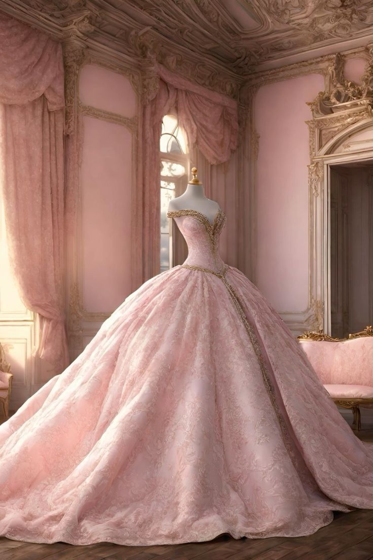 Unique Ball Gown Sweetheart Pink Lace Gold Beaded Long Quinceanera Dresses Sweet 16 Dress Formal Vestido De 15 Anos W0295