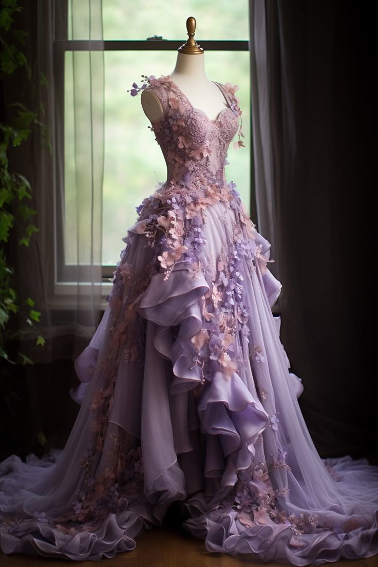 Unique Ball Gown Sweetheart Pink Lilac Flowers Long Quinceanera Dresses Sweet 16 Dress Formal Vestido De 15 Anos W0299