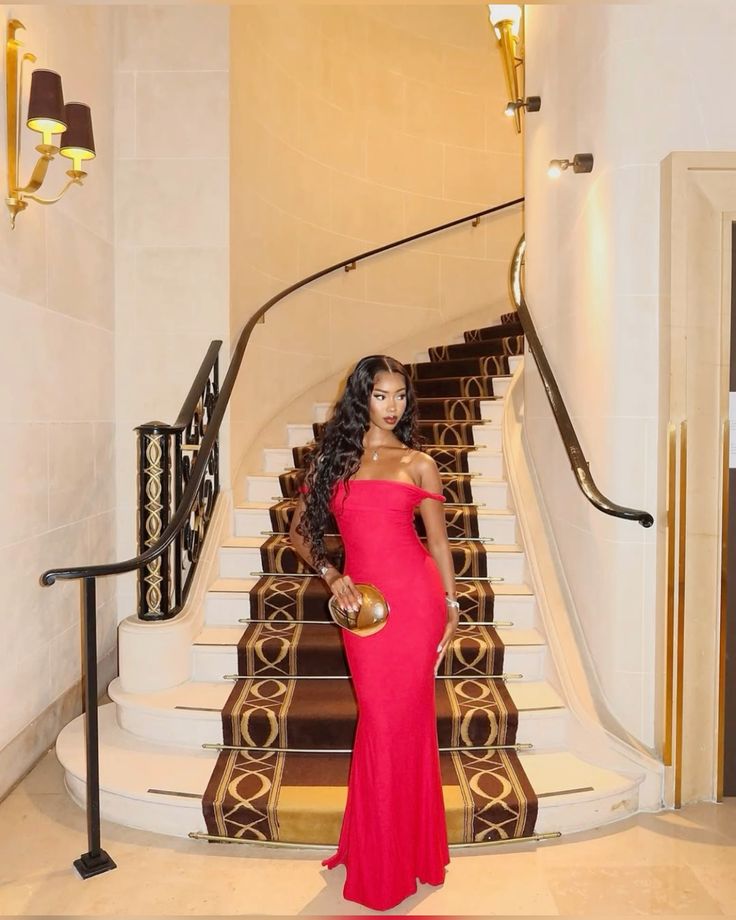 Classy Mermaid Off The Shoulder Red Long Prom Dresses Formal Gown Summer Wedding Guest Dresses Wedding Guest Outfit W0334