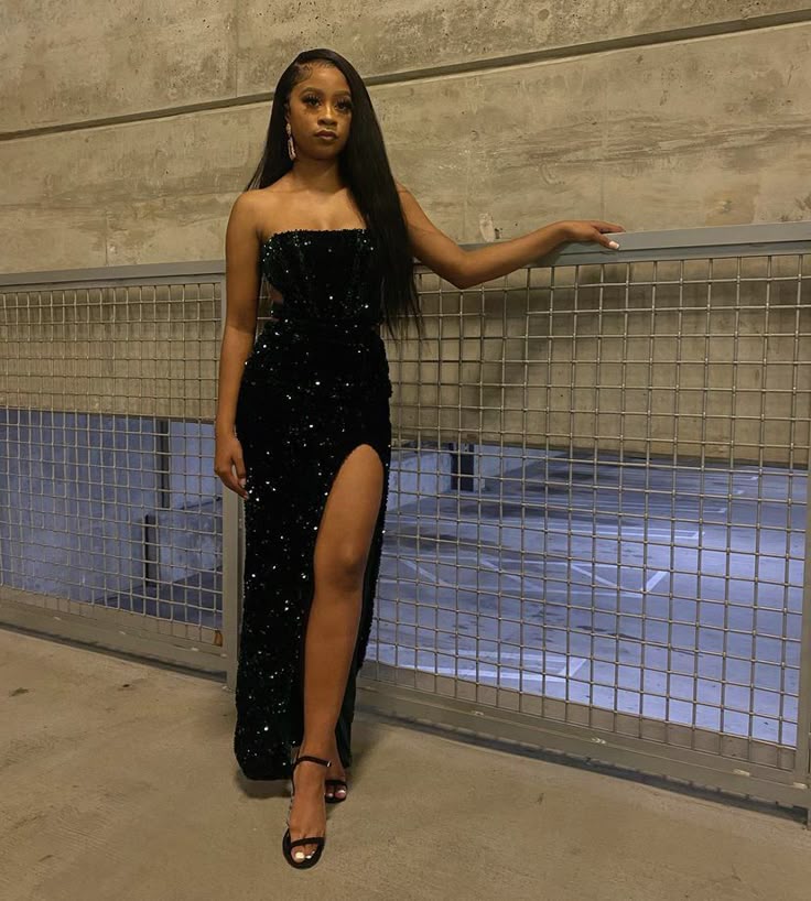 Classy Mermaid Strapless Black Sequin Sleeveless Long Prom Dresses Party Dress Birthday Outfits Graduation Dresses W0479