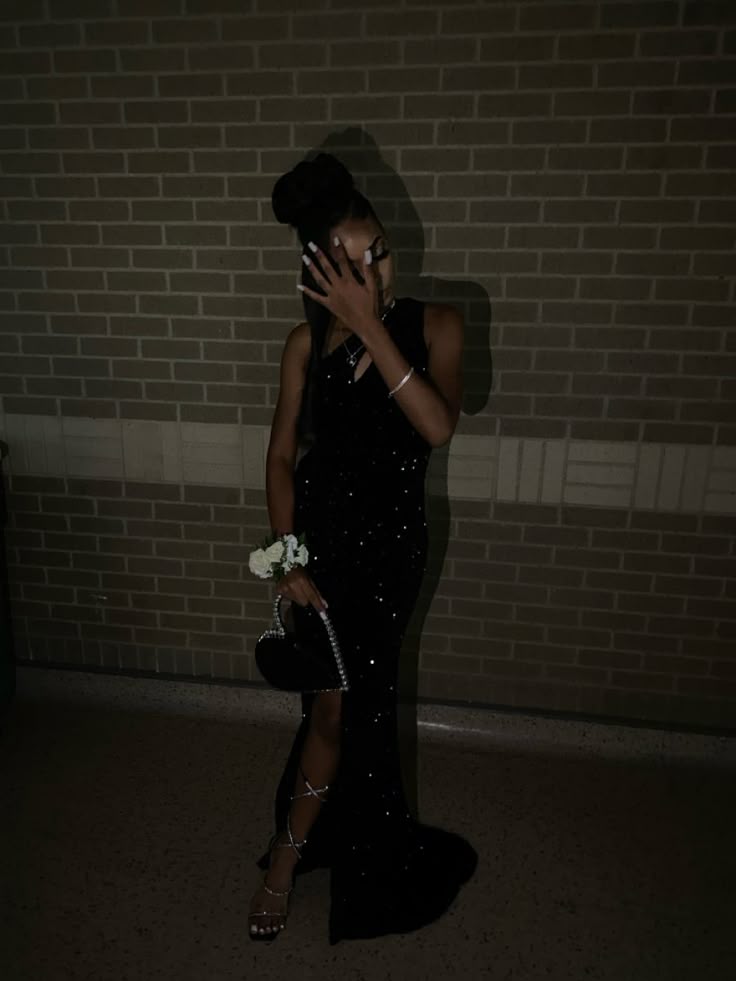 Classy Mermaid One Shoulder Slit Black Sequin Sleeveless Long Prom Dresses Party Dress Birthday Outfits Graduation Dresses W0484