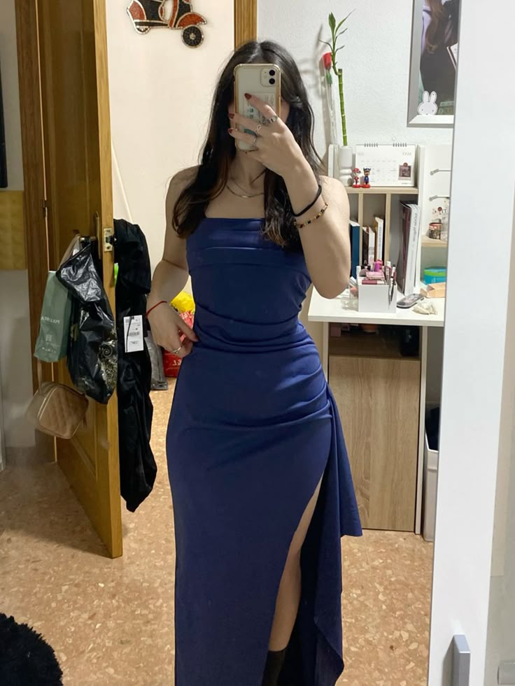 Robe de bal longue fendue bleu roi, élégante, style sirène, tenue de soirée, tenue d'invitée de mariage, W0649