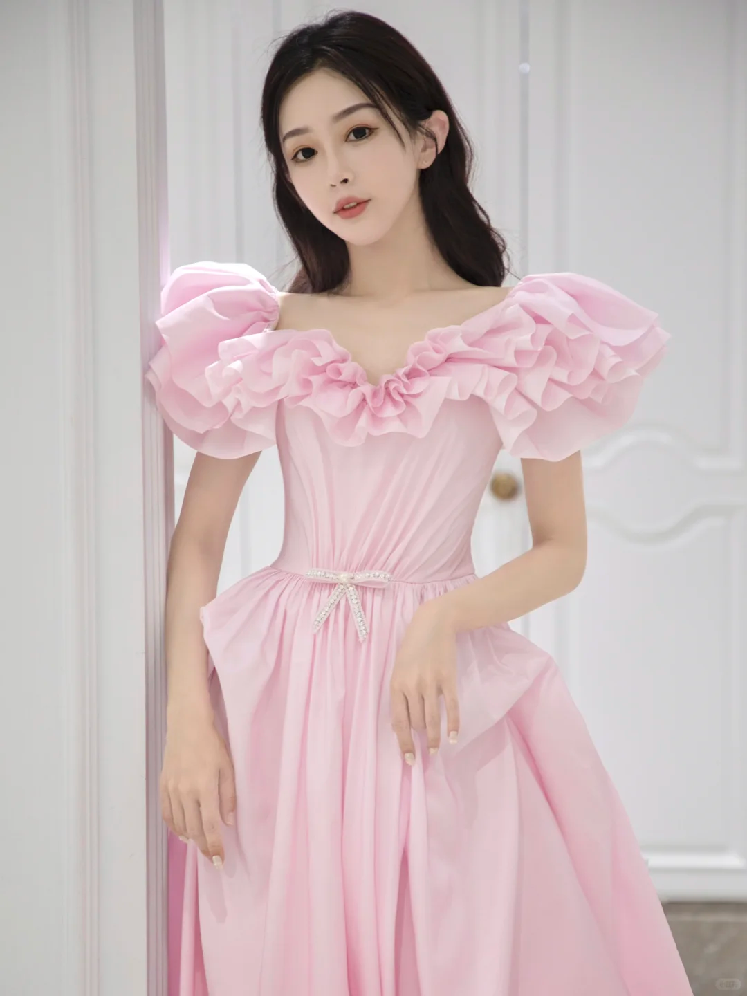 Pretty Ball Gown Sweetheart Satin Pink Long Quinceanera Dress Formal Gowns Vestido De 15 Anos Sweet 16 Dress W0737