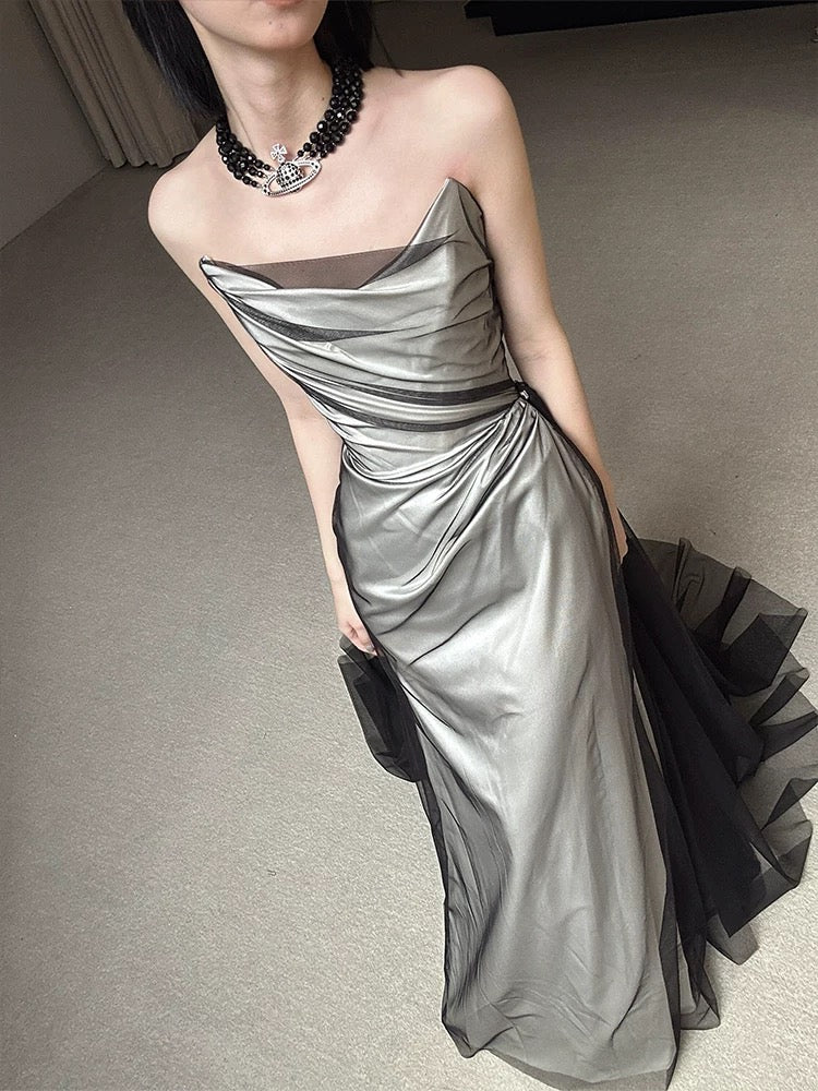 Vintage Wedding Dress Mermaid Strapless Black Summer Long Wedding Dresses Bridal Gowns W0750
