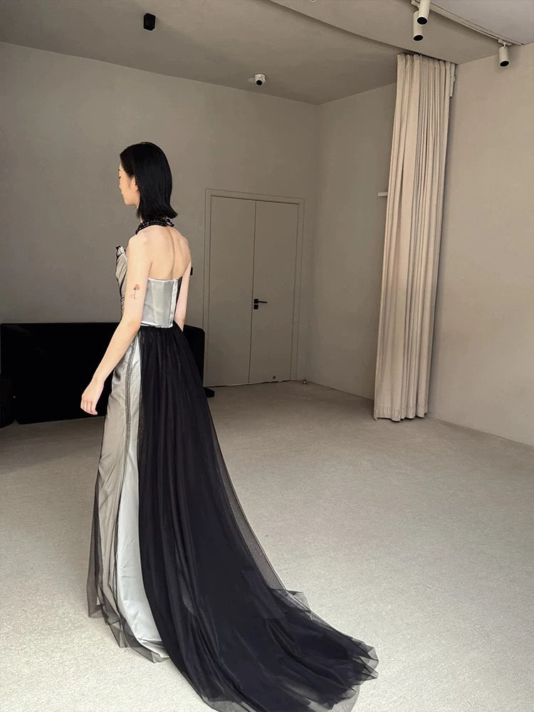 Vintage Wedding Dress Mermaid Strapless Black Summer Long Wedding Dresses Bridal Gowns W0750